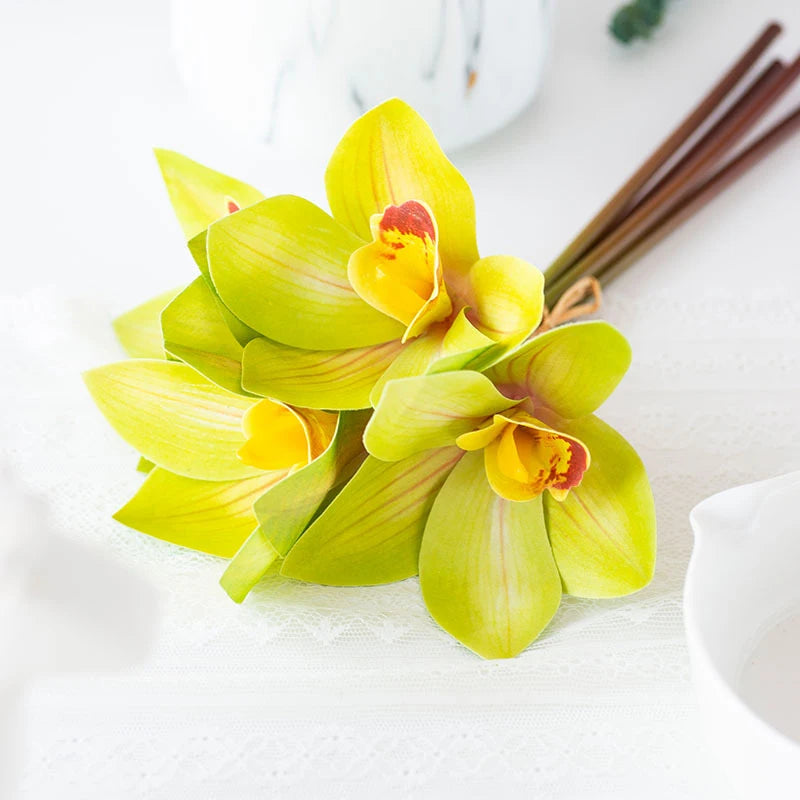 lot de 4 bouquets d'orchidées artificielles pour décoration intérieure festive - vue 5 sur 11