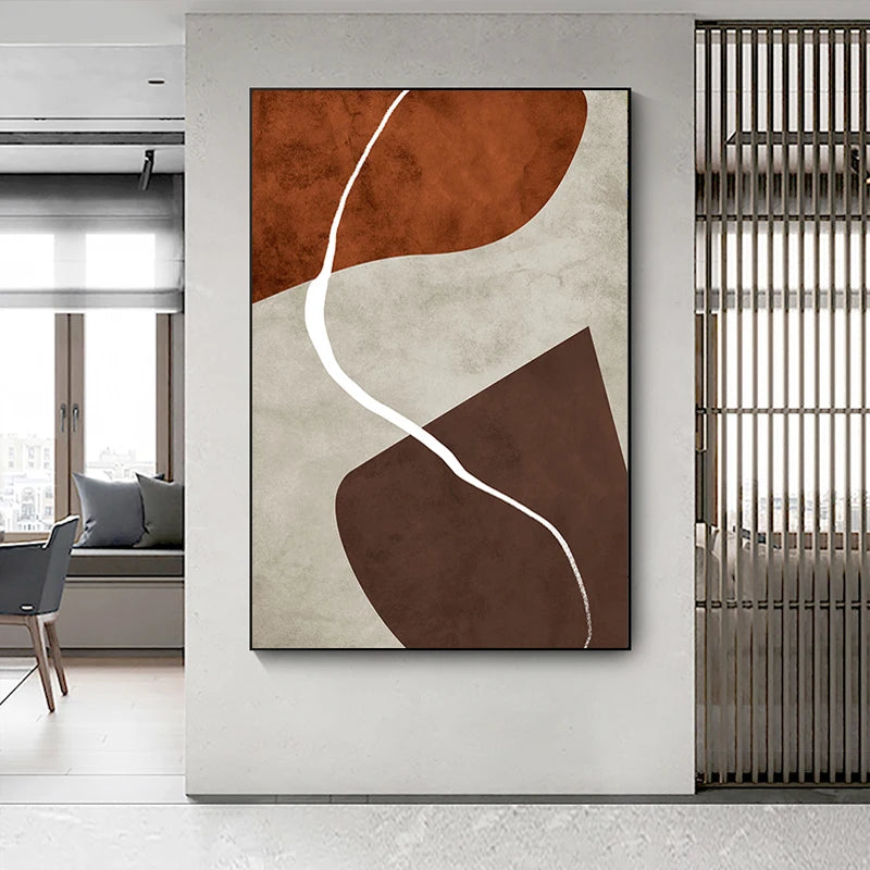 Tableau  peinture murale abstraite moderne en blocs géométriques minimalistes - vue 4 sur 9