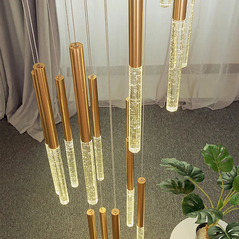 lustre moderne de luxe en cristal pour villa duplex nordique - vue 5 sur 14