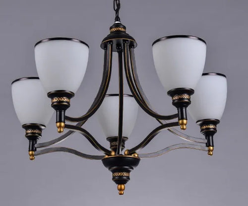 lustre classique en fer et verre pour décoration intérieure - vue 9 sur 16