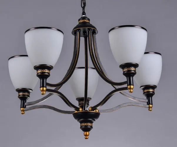 lustre classique en fer et verre pour décoration intérieure - vue 8 sur 16