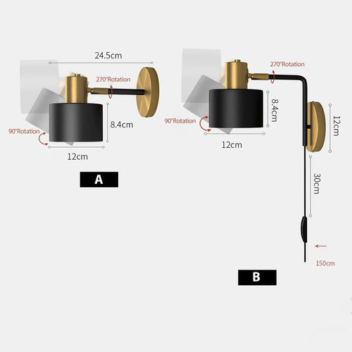 Applique murale LED noir et laiton doré Aveiro - vue 8 sur 7