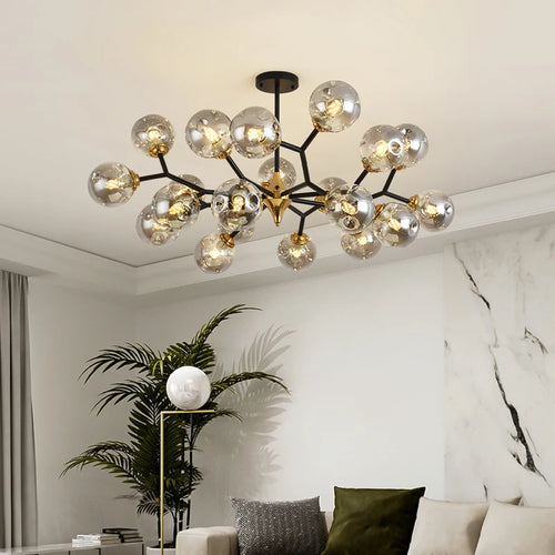 lustre moderne à branches rotatives en verre avec éclairage led - vue 5 sur 14