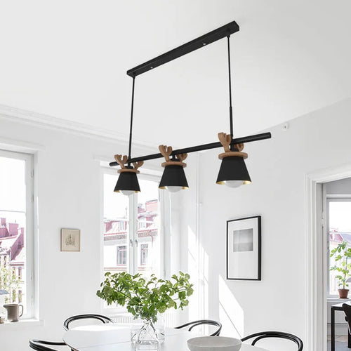 suspension led style nordique avec décoration élan - vue 4 sur 12