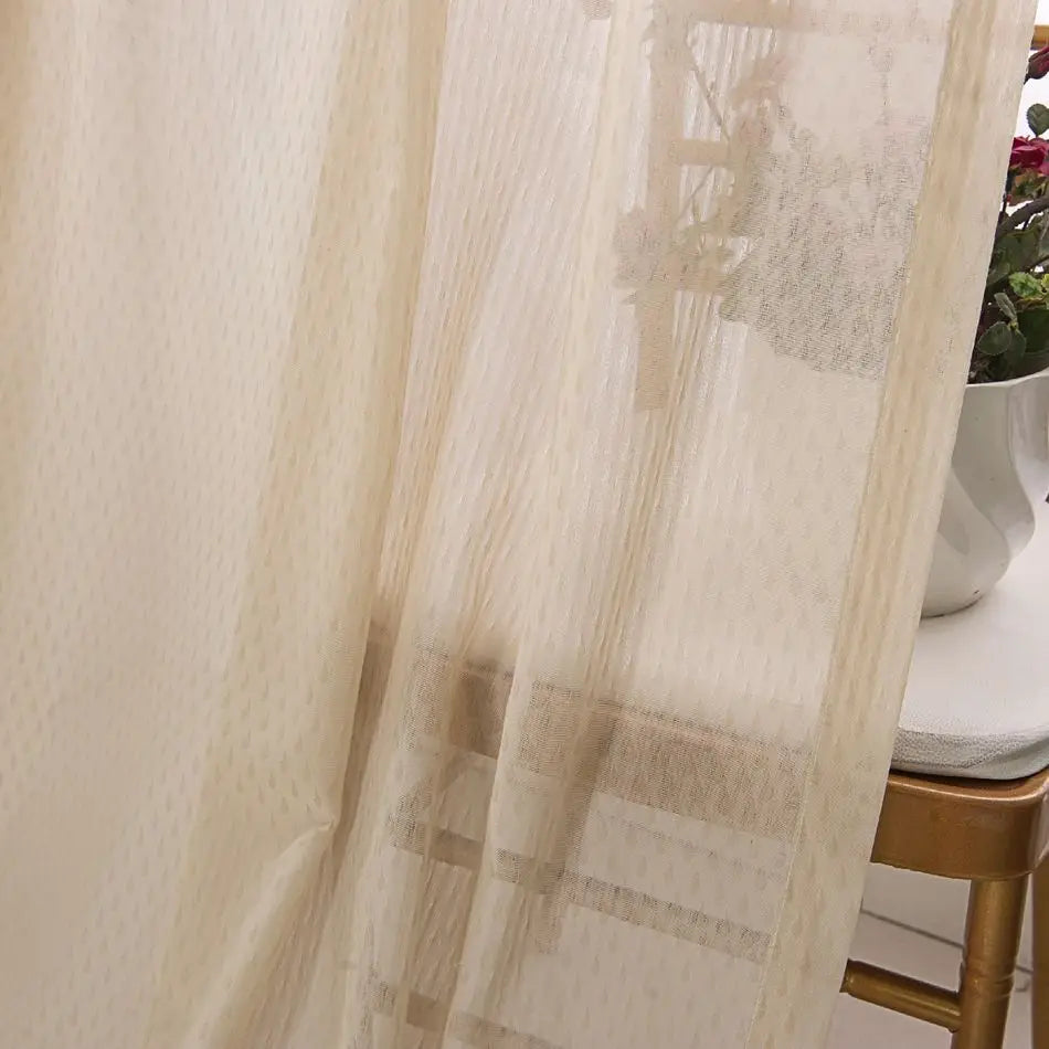 Voilage motifs floraux géométriques style européen salon chambre - vue 5 sur 8