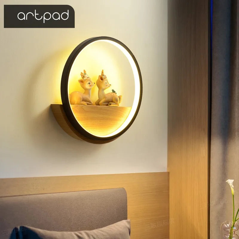 applique murale led en bois décorative pour chambre d'enfant - vue 1 sur 8