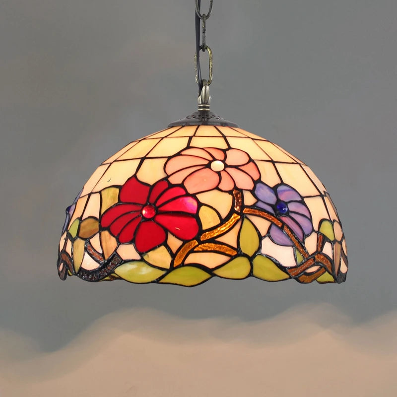 Bohême rétro européen coloré Tiffany verre lustre lustre Bar Restaurant créatif Rural porche méditerranéen lustre - vue 20 sur 28
