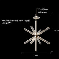 suspension postmoderne en verre transparent pour espaces modernes