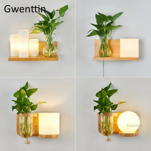 applique murale en bois et verre moderne à led à monter soi-même - vue 2 sur 14