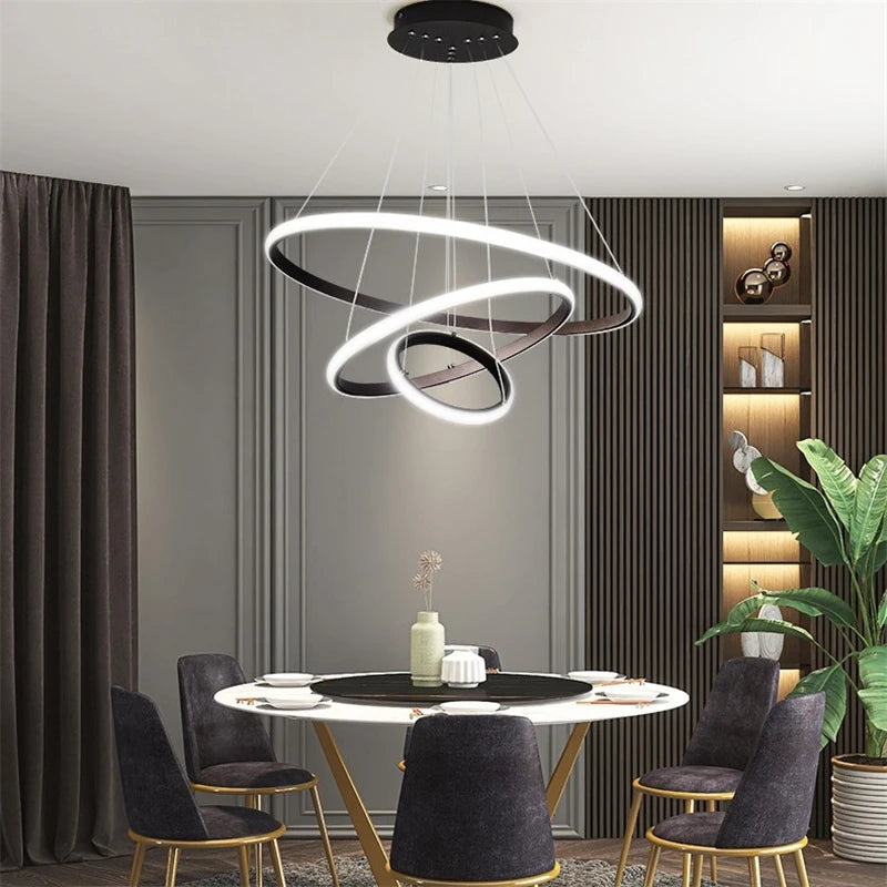 lustre moderne led en acrylique avec anneau lumineux - vue 6 sur 8