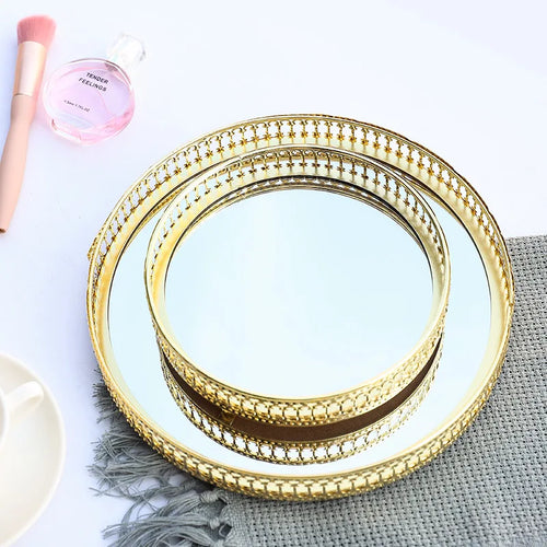 plateau de rangement bijou de luxe en fer et miroir - vue 6 sur 14