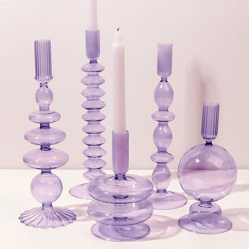 bougeoir en verre pour décoration romantique et festive - vue 2 sur 15