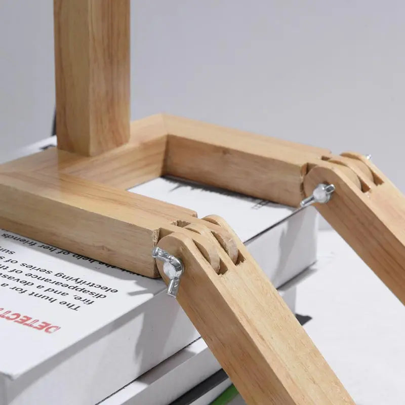 lampe à poser moderne en bois avec abat-jour tissu décoratif - vue 6 sur 11