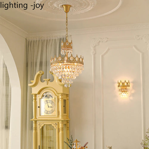 lustre couronne moderne en cristaux luminaire décoratif d'intérieur - vue 4 sur 15