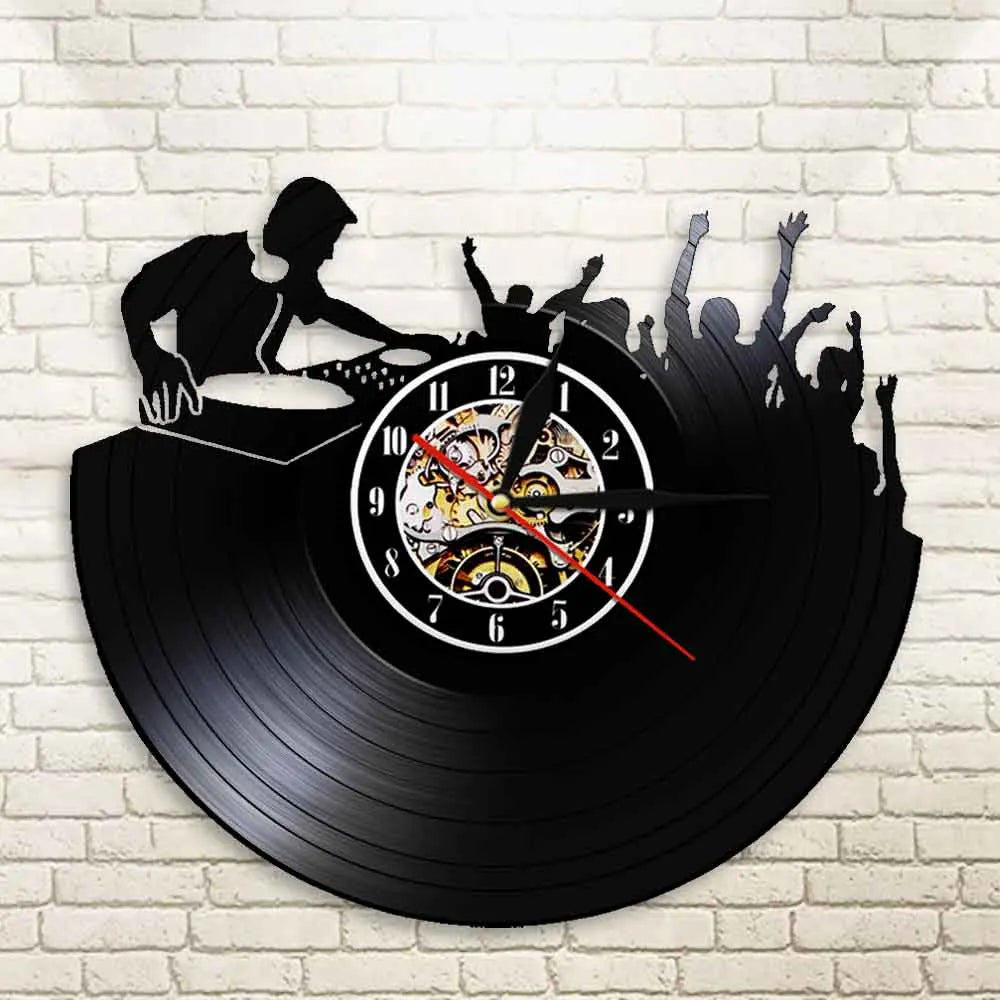 horloge murale 3d vinyle pour ambiance disco et soirée musicale - vue 3 sur 7