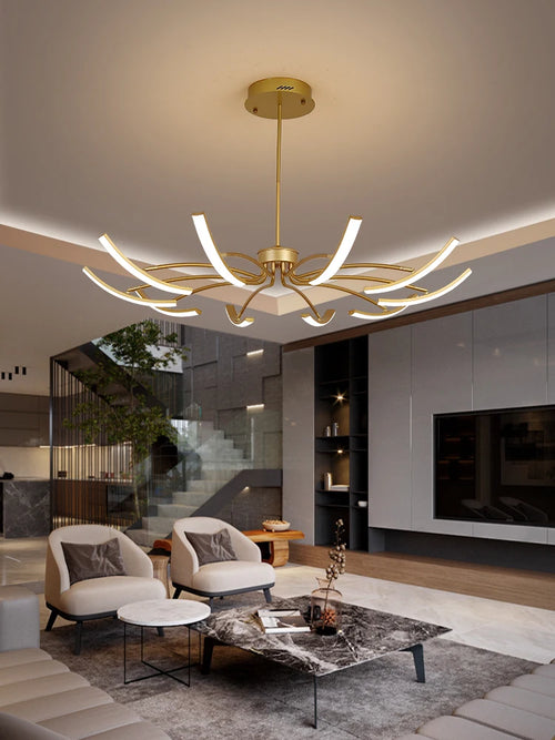 lustre nordique de luxe led design créatif atmosphérique villa - vue 2 sur 10