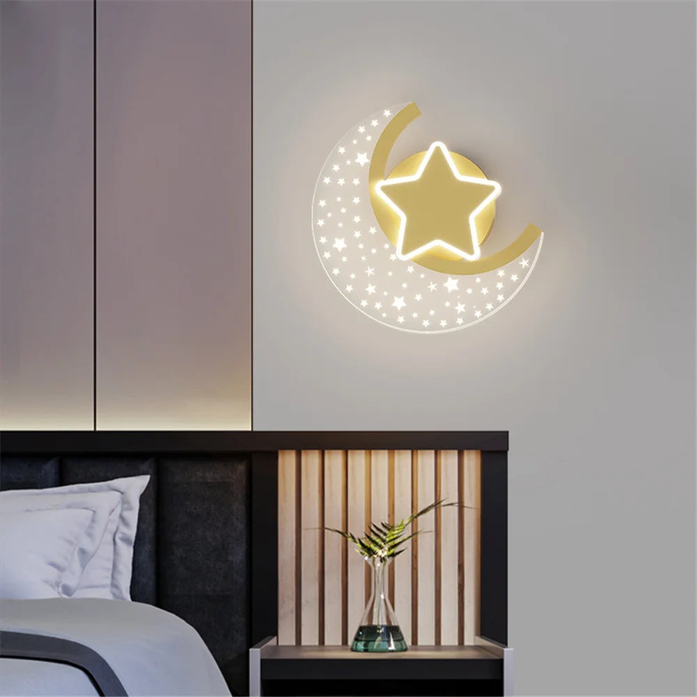applique murale led étoile et lune pour décoration intérieure - vue 5 sur 8