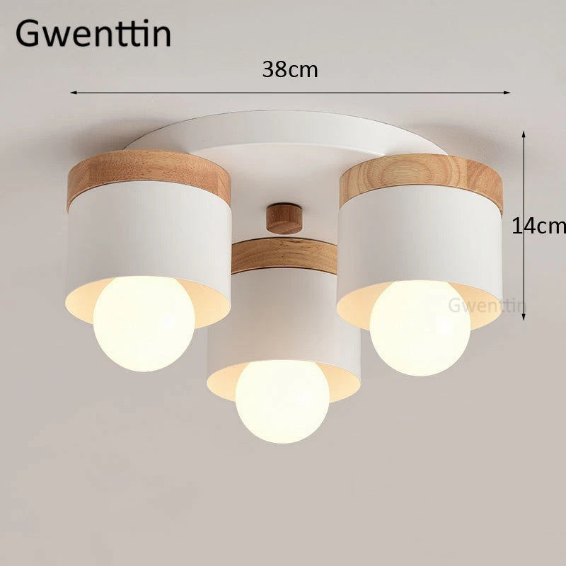 plafonnier moderne en bois et fer pour décoration intérieure