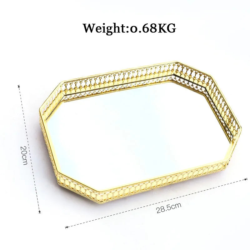plateau de rangement bijou de luxe en fer et miroir - vue 11 sur 14