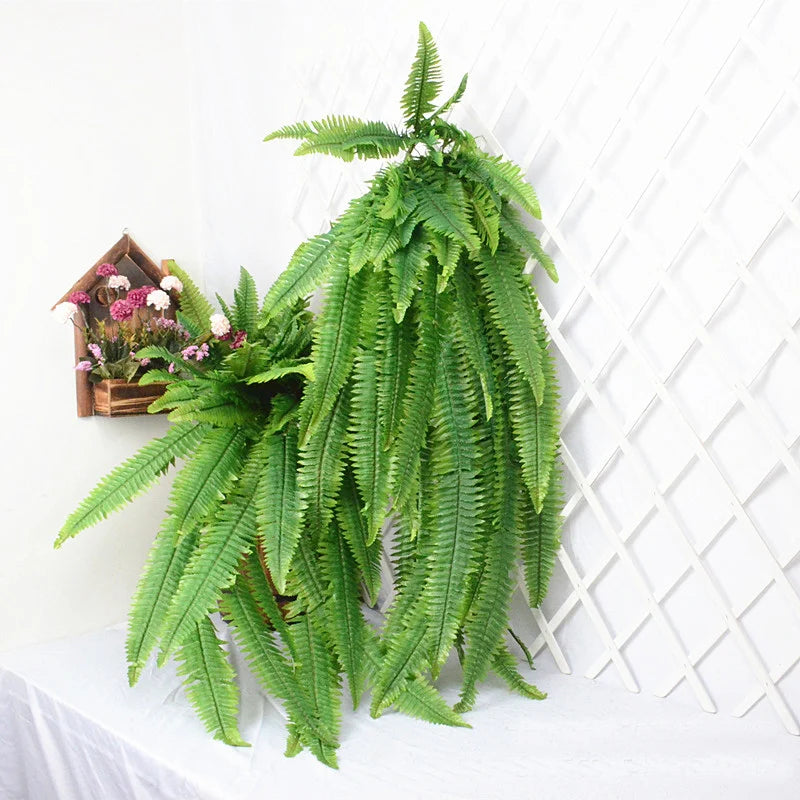 plantes artificielles suspendues grandes plantes tropicales en rotin décoratives - vue 3 sur 11