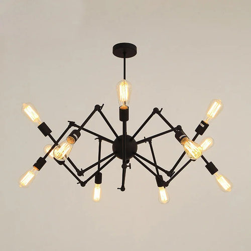 Lustre araignée industriel Vintage réglable en fer - vue 4 sur 12