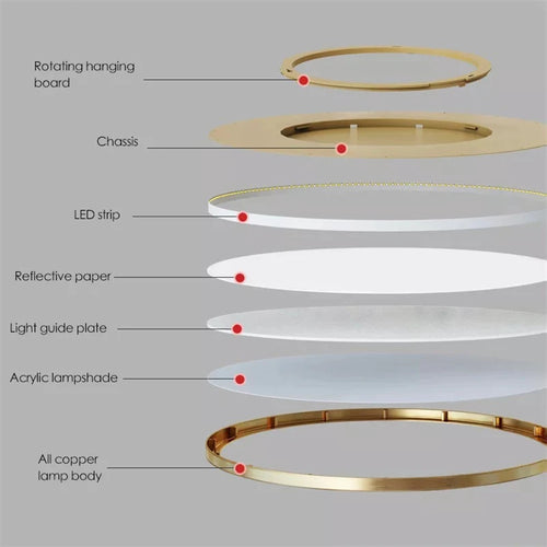 plafonnier led rond minimaliste en cuivre pour allée couloir - vue 6 sur 6