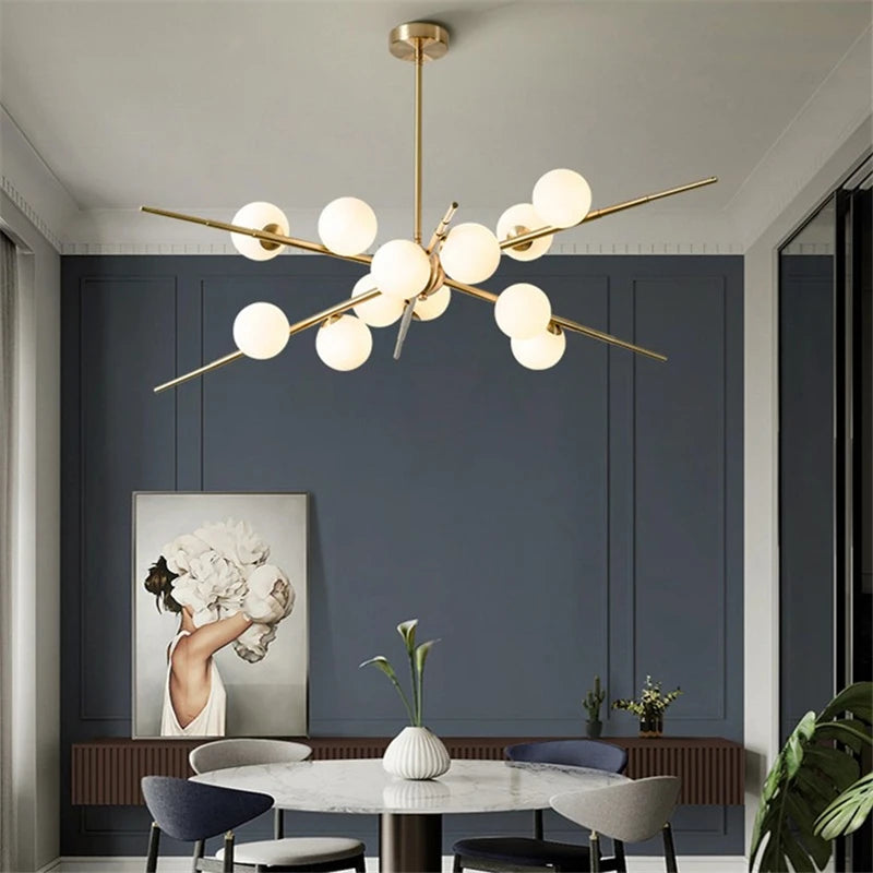 lustre led moderne en verre boule nordique pour bar café - vue 3 sur 10