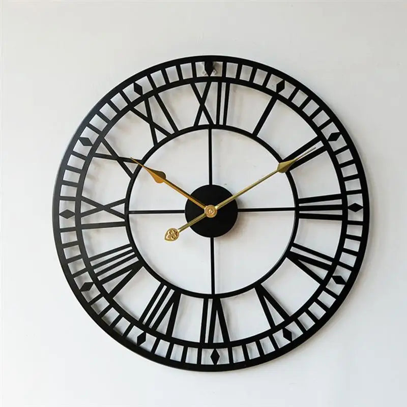 horloge murale en métal chiffres romains décorative silencieuse - vue 3 sur 7
