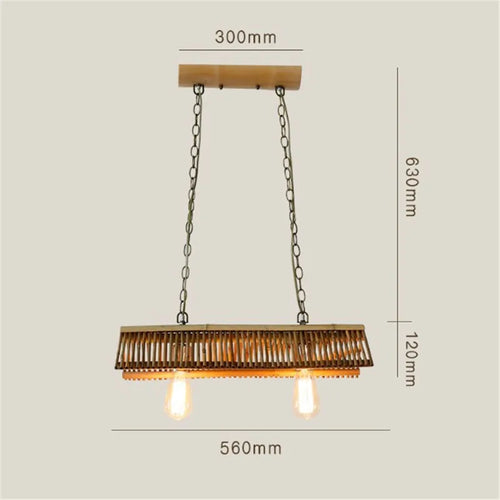 lustre en bambou vintage pour café bar et restaurant - vue 3 sur 9