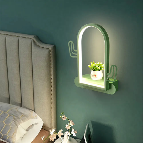 étagère métallique coeur nordique avec lampe led murale pour enfants - vue 5 sur 10