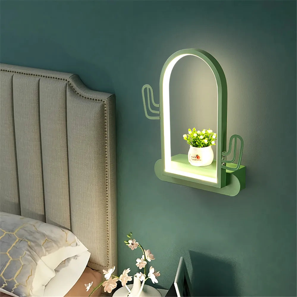 étagère métallique coeur nordique avec lampe led murale pour enfants - vue 4 sur 10