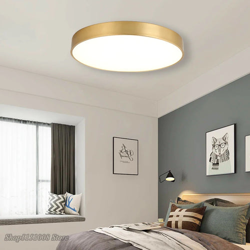 plafonnier led acrylique doré moderne ultrafin - vue 3 sur 10