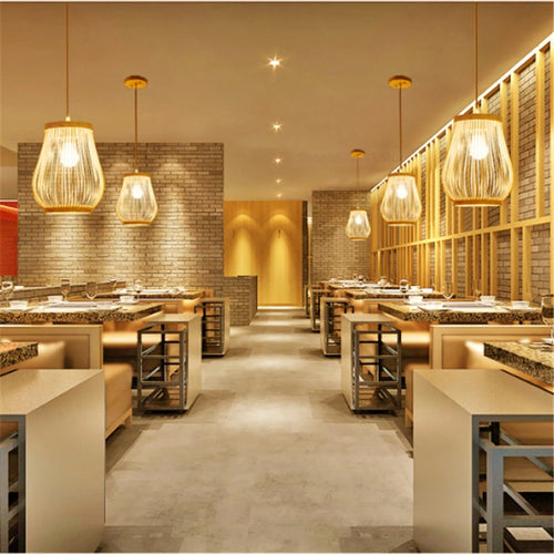 luminaire suspendu en bambou chinois pour restaurant hôtel - vue 3 sur 29