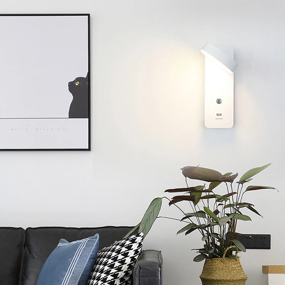 LITU applique murale d'intérieur moderne en aluminium tactile gradation interface USB LED éclairage pour salon chevet couloir applique murale décor - vue 3 sur 9