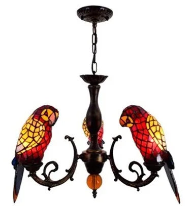 lustre tiffany vitrail lumineux oiseau perroquet design élégant intérieur - vue 13 sur 14