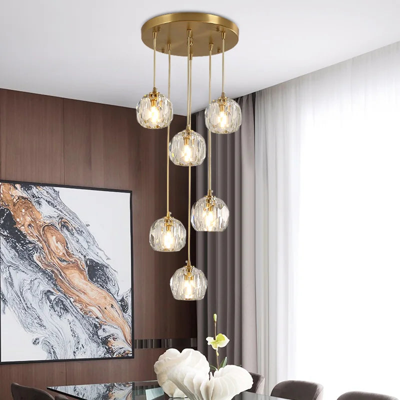 suspension en cristal k9 en cuivre design nordique créatif - vue 5 sur 13