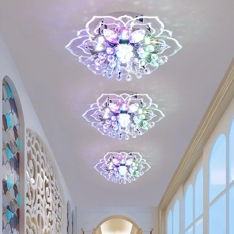 plafonnier en cristal fleurs lustre éclairage intérieur - vue 4 sur 11