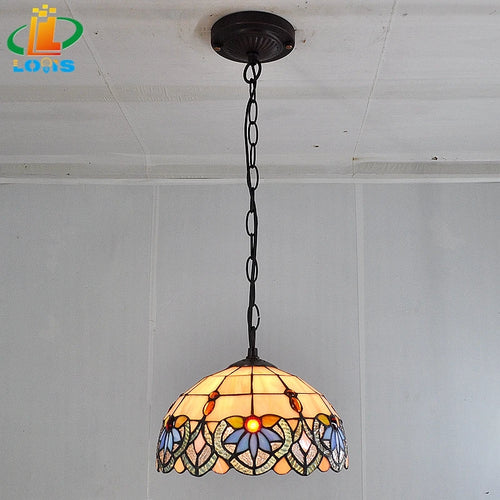 lustre orchidée style tiffany en verre teinté pour intérieur élégant - vue 2 sur 9