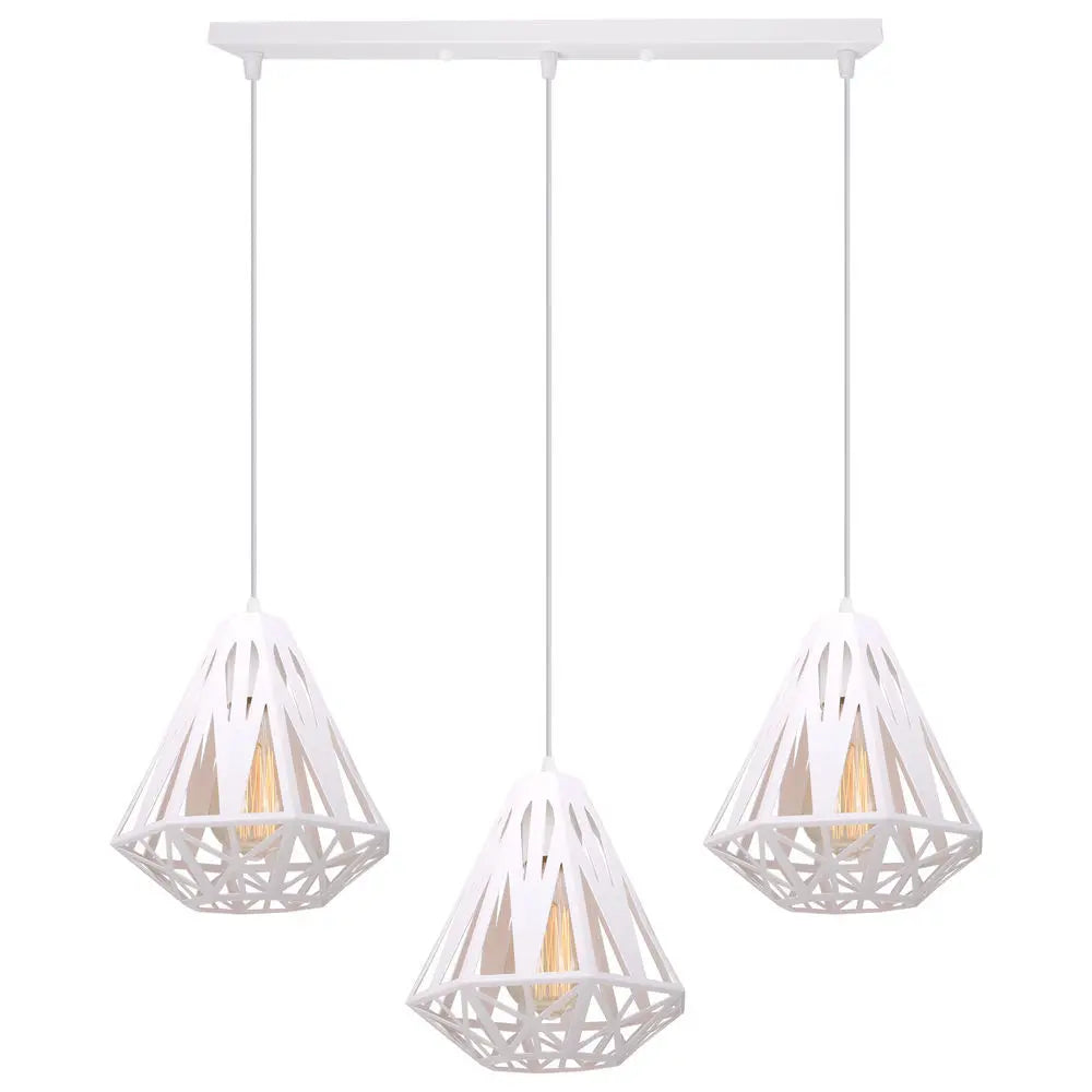 suspension industrielle vintage cage fer art diamant led - vue 11 sur 14
