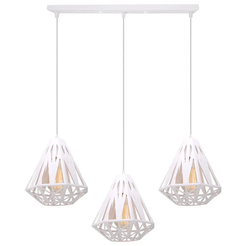 suspension industrielle vintage cage fer art diamant led - vue 11 sur 14