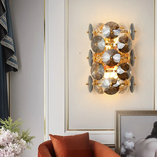 Applique murale LED appliques éclairage chambre salon fumée gris cristal applique chevet décor applique murale - vue 4 sur 6
