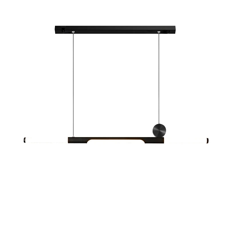 Chandelier in long dining room, black / gold thickened glass modern chandelier, hall, coffee shop, study, LED bar chandelier - vue 6 sur 18