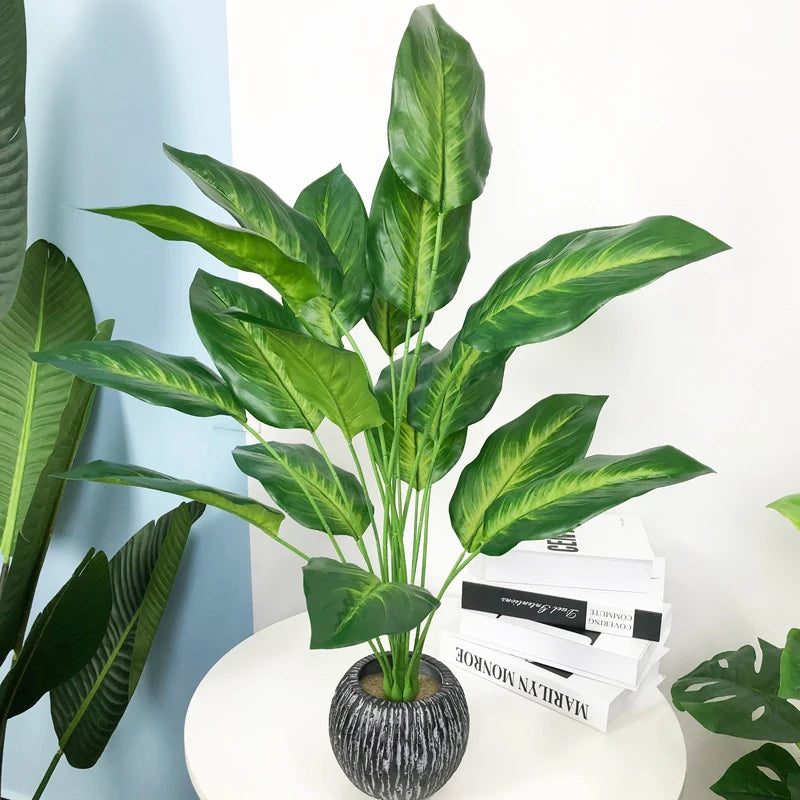 plantes artificielles strelitzia et monstera pour décoration tropicale - vue 2 sur 12