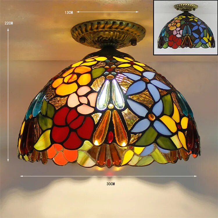 Plafonnier Led en verre créatif moderne avec ampoule 7W E27 - vue 15 sur 30