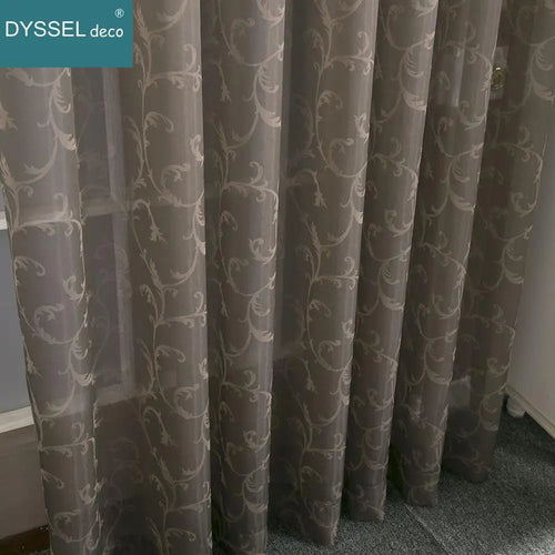 Voilage jacquard floral géométrique style rétro pour salon