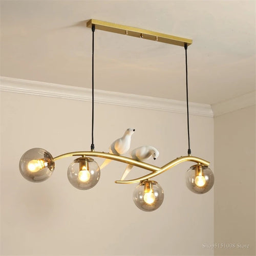 lustre moderne nordique en verre led pour restaurant bar - vue 2 sur 14