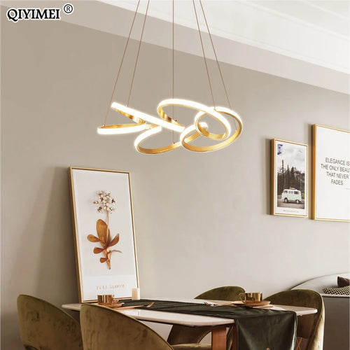 suspension plaqué or avec lumière led pour éclairage intérieur - vue 6 sur 8