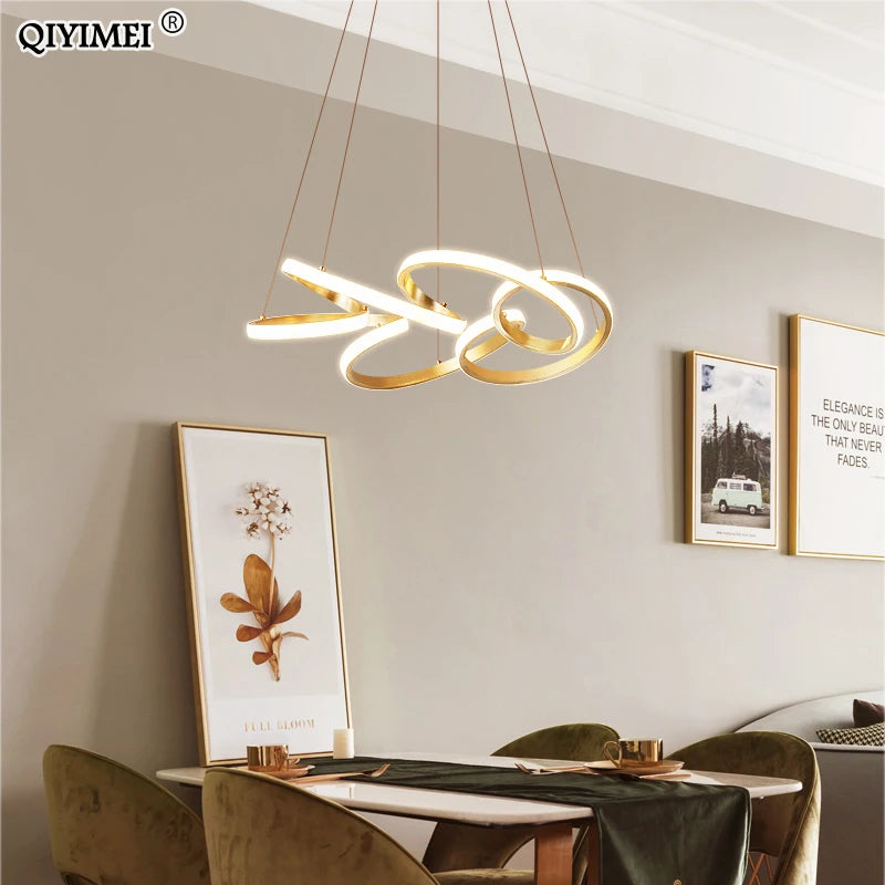 suspension plaqué or avec lumière led pour éclairage intérieur - vue 6 sur 8