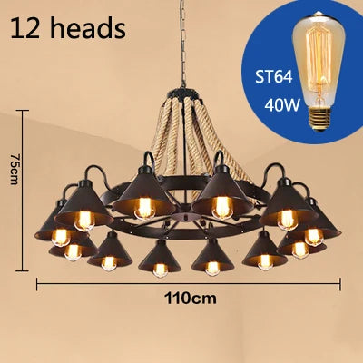 lustre vintage industriel en fer forgé pour loft et café - vue 12 sur 12