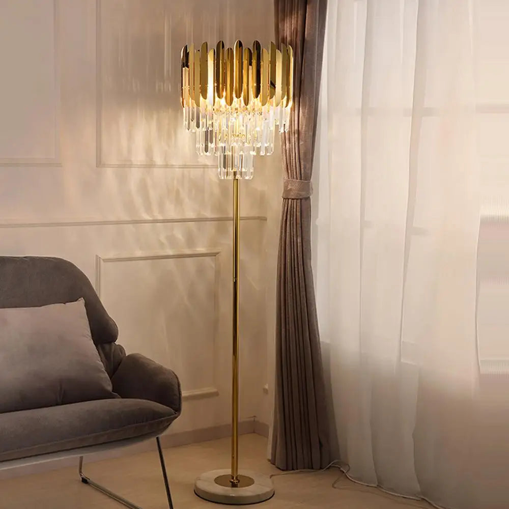 lampe LED post-moderne en acier inoxydable cristal marbre doré - vue 4 sur 20